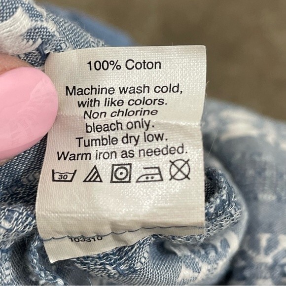 Madewell Chambray Blue Romper with White Embroidered Flowers Size SMALL - Picture 8 of 9